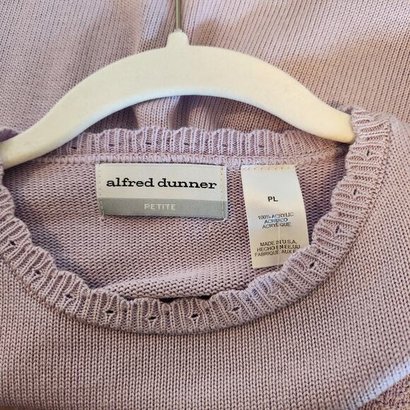 Vintage 90s Alfred Dunner Lilac Knit Butterfly Sweater Top Petite Large PL USA - Picture 5 of 10